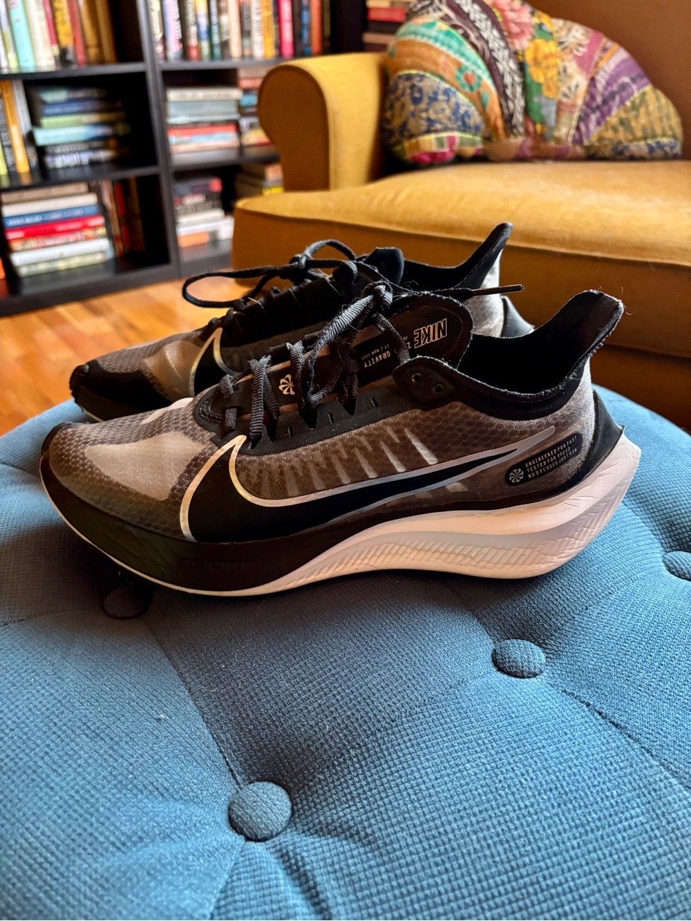 Nike Black and White Zoom Gravity Running Shoes